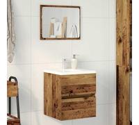 Kaloriko Meuble sous évier en bois vieilli - 41 x 38,5 x 45 cm - Armoire de salle de bain à suspendre avec espace de rangement pour lavabo - Armoire de salle de bain - Commode - Rangement pour salle