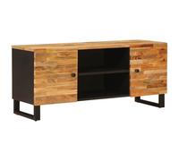 Kaloriko Meuble TV en bois de manguier massif marron 105 x 33 x 46 cm avec espace de rangement et tiroir pour salon, chambre à coucher, bureau comme buffet bas avec gestion des câbles