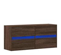 Kaloriko Meuble TV Mural en Bois d'ingénierie chêne Marron 100x31x45 cm avec 4 tiroirs et lumières LED RVB réglables pour Rangement Salon Bureau Chambre