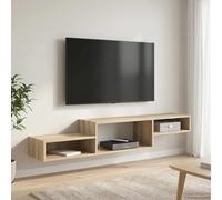Kaloriko Meuble TV Mural en Bois d'ingénierie Chêne Sonoma 150 x 28 x 26 cm, étagère Murale Flottante Design, Support Rangement Salon Chambre, bibliothèque Suspendue Gain Place