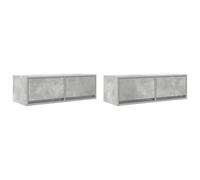 Kaloriko Meubles TV Gris béton 2 pcs Bois d'ingénierie 80x31x25,5 cm avec tiroirs, Rangement Mural Pratique pour Salon séjour Chambre, Support Robuste et Design Peu encombrant