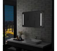 Kaloriko Miroir Mural à LED pour Salle de Bains argenté 100 x 60 cm en Verre et Cadre Aluminium, éclairage 6 W, IP44, Maquillage, Rasage, décoration intérieure