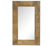 Kaloriko Miroir Mural en Bois de manguier Massif 50 x 80 cm, Glace encadrée rectangulaire, Style Vintage pour entrée Salle de Bain Chambre Salon, décoration intérieure avec Verre Poli laqué