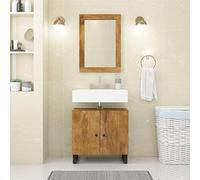 Kaloriko Miroir Mural en Bois de manguier Massif 70 x 50 cm avec Verre, Finition Brun Miel, Style Rustique pour Chambre Salon Couloir entrée Salle de Bain et Dressing
