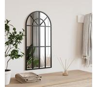 Kaloriko Miroir Mural Noir Arche en Fer 30 x 60 cm, Glace en Verre, Cadre Enduit de Poudre, Film Anti eclatement, Decoration Interieur pour Chambre Salon Couloir Entree Salle de Bain