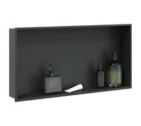 Kaloriko Niche de douche encastrée en acier inoxydable noir mat 62x32x9 cm pour salle de bain, rangement pratique pour accessoires, compatible avec robinetterie, pommeau flexible et mitigeur