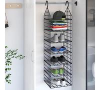Kaloriko Organisateur Rangement Suspendu pour penderie avec 7 Etagere, PP PE Gris, 31 x 31 x 113 cm, Gain Place pour Armoire Dressing Placard Vetement Chambre, Usage Pratique au Quotidien
