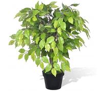 Kaloriko Palmier Artificiel en Plastique avec Pot, 60 cm, Feuillage synthétique, 420 Feuilles, Tronc Bambou, décoration Interieur Salon Chambre Bureau, Plante décorative Durable