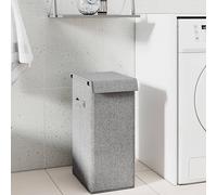 Kaloriko Panier Corbeille à Linge Pliable Gris en Tissu Faux Lin 26 x 34,5 x 59,5 cm avec Couvercle, Sac Amovible, poignées latérales pour buanderie, Chambre et Rangement Discret