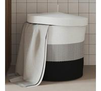 Kaloriko Panier de rangement avec couvercle en coton et polyester, diamètre 40 x 35 cm, pliable, avec poignées, polyvalent pour jouets, linge, bois de cheminée, chambre à coucher, salon, salle de bain