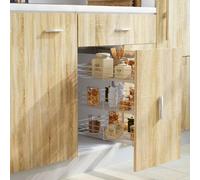 Kaloriko Panier métallique de Cuisine à 3 Niveaux argenté 47 x 35 x 56 cm, glissières coulissantes, Accessoires de Montage Inclus pour Armoire de Cuisine, Rangement Stockage optimisé