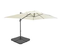 Kaloriko Parasol de Jardin inclinable déporté avec Base Portable Sable en Aluminium et Acier 4x3 m manivelle Toile résistante UV Protection Soleil terrasse extérieur