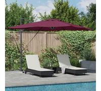 Kaloriko Parasol rectangulaire rouge bordeaux 286 x 284 x 270 cm en aluminium polyester avec manivelle, rotatif à 360°, inclinable, résistant aux intempéries, pour jardin, balcon, terrasse, ombrage