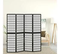 Kaloriko Paravent 4 pièces style japonais en bois de sapin massif avec papier de riz Shoji 160 x 170 cm, pliable, autonome, opaque, idéal pour salon, chambre à coucher, bureau et chambre d'enfant