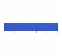 Kaloriko Paravent 5 Panneaux en Tissu Non tissé Bleu azuré 600 x 160 cm avec 6 poteaux en Bois Protection extérieur Jardin terrasse Balcon ombrage abri