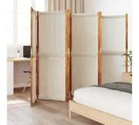Kaloriko Paravent 6 pièces - Gris clair - 420 x 180 cm - Pliable et autonome - Paravent brise-vue en bois d'acacia avec textilène - Pour salon, chambre à coucher, bureau, intérieur et extérieur