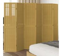 Kaloriko Paravent 6 pièces marron en bois massif de paulownia et bambou - Paravent pliable sur pied - Paravent brise-vue pour chambre à coucher, salon, bureau, intérieur