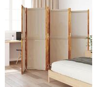 Kaloriko Paravent 6 pièces - Paravent pliable et autonome - En bois d'acacia avec tissu - Pour salon, chambre à coucher, bureau, chambre d'enfant - Taupe - 420 x 180 cm