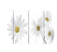 Kaloriko Paravent pliable 217 x 170 cm avec fleur, matériau PVC, pliable et autonome, paravent brise-vue pour salon, chambre à coucher, bureau, cloison opaque et séparation