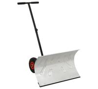 Kaloriko Pelle Neige Manuelle avec Roues, Lame métal galvanisé 74 x 46 cm, Guidon réglable 5 Angles, 2 Roues 25 cm, Cadre détachable pour déneigement allée Trottoir Garage Hiver