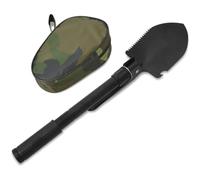 Kaloriko Pelle pliante en acier au carbone noir 4 en 1 - Outil 4 en 1 - Scie - Décapsuleur avec boussole, 41,5 cm de long, 345 g - Avec étui pour camping, jardin, extérieur et voiture