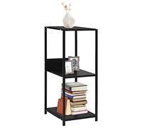 Kaloriko Petite bibliothèque, noire, en bois et métal, 33,5 x 39,6 x 79,7 cm, avec 3 étagères, espace de rangement pour salon, chambre à coucher, bureau, comme étagère pour livres, décoration et