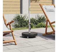 Kaloriko Pied Socle Base de Parasol en Granit Noir 30 kg Rond, Support Dalle avec roulettes verrouillables, adaptateurs 38 et 48 mm, Jardin terrasse Balcon Patio Exterieur Stable au Vent