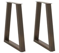 Kaloriko Pieds de Table à Manger en Forme de V 2 pièces Acier Naturel, Pied Table réglable 50 x 72-73,3 cm, Patte Support pour Bureau et Salle à Manger, Base Industrielle avec Patin et vis