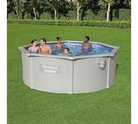 Kaloriko Piscine Hors Sol Ronde encadrée Hydrium Bestway 360 x 120 cm Acier Gris avec Filtre à Sable échelle bâche de Sol Couverture, 10 990 L pour Jardin et Famille été