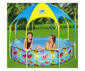 Kaloriko Piscine Hors Sol Tubulaire Bestway Steel Pro UV Careful 244 x 51 cm, Cadre en Acier anticorrosion, auvent UPF 40+, 1688 L, Installation 20 Min, Jardin été Famille