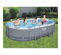 Kaloriko Piscine Tubulaire autoportée Bestway Power Steel Ovale 488 x 305 x 107 cm, Bassin Hors Sol avec Pompe, échelle, bâche, Filtre, Liner mosaïque pour Jardin extérieur été Famille