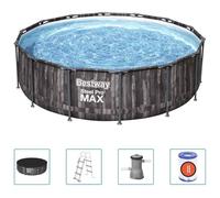 Kaloriko Piscine Tubulaire Ronde Bestway Steel Pro Max 427x107 cm, Bassin Hors Sol en Acier, Pompe 3028 L h, échelle, bâche, Cartouche Filtre, Jardin extérieur baignade Famille été