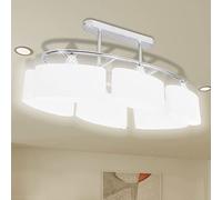 Kaloriko Plafonnier Lustre Design Moderne en Verre chromé pour 6 Ampoules E14, luminaire intérieur 230 V 50 Hz, 550 x 250 x 275 mm, Salon Chambre Cuisine Bureau Ambiance décorative
