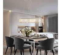Kaloriko Plafonnier Lustre Suspension argenté avec Perles de Cristal, luminaire Design Moderne 104 cm, 5 Douilles E14, câble 1,2 m, pour Salon Chambre Bureau intérieur Ambiance élégante