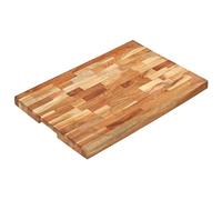 Kaloriko Planche à découper Billot en Bois d Acacia Massif 60 x 40 x 4 cm Plateau pour hacher trancher Servir Viande Pain Fromage légumes Fruits, avec rigole jus et rainure de Prise en Main