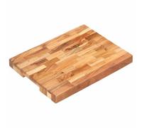 Kaloriko Planche Billot en Bois d Acacia Massif 40 x 30 x 4 cm, Plateau de découpe avec rigole jus et rainure Doigt, pour hacher Viande, Pain, Fromage, légume, Fruit, Cuisine et Table