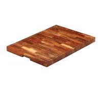Kaloriko Planche Billot en Bois d'acacia Massif 60 x 42 x 4 cm, Plateau de Cuisine Naturel, hacher, trancher, Servir Fromage, Viande, Pain, charcuterie, apéritif, rigole jus, Table Travail
