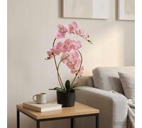 Kaloriko Plante orchidée Artificielle Rose en Pot, Fleur Plante Artificiel en Tissu PE et peva, 45 x 15 x 65 cm, décoration intérieur pour Salon Chambre entrée, Entretien Facile, Aspect réaliste