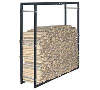 Kaloriko Portant de Bois de Chauffage Noir en Acier 100 x 25 x 100 cm, Sac Panier Porte Corbeille Chariot Rangement pour cheminée, poêle, intérieur extérieur, Hiver et Transport Pratique