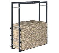 Kaloriko Portant de Bois de Chauffage Noir en Acier 80 x 25 x 100 cm, Sac Panier Porte Corbeille Chariot Rangement pour Bois buche Granule Pellet Chauffage feu cheminee poele Interieur Exterieur