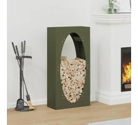 Kaloriko Portant de Bois de Chauffage Vert Olive en Acier laminé à Froid 50 x 23 x 100 cm, capacité 60 kg, Rangement bûches pour cheminée, poêle, intérieur extérieur, Hiver