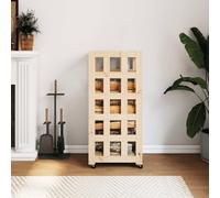 Kaloriko Porte bûches avec roulettes en Bois Massif de pin 40 x 49 x 110 cm, Rangement Bois Chauffage, Chariot Bois, Panier bûches pour cheminée, poele, Interieur Exterieur, Salon Hiver