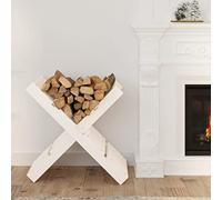 Kaloriko Porte bûches Blanc en Bois Massif de pin, 47 x 39,5 x 48 cm, Support de Rangement pour Bois Chauffage, cheminée, poêle, Insert, Salon, Garage