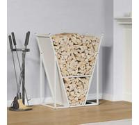 Kaloriko Porte bûches en Acier laminé à Froid Blanc 69,5 x 35 x 81 cm, capacité 100 kg, Rangement intérieur pour Bois de Chauffage, cheminée, poêle, Transport et Stockage organisé