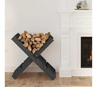 Kaloriko Porte bûches Gris en Bois Massif de pin 47 x 39,5 x 48 cm, Support de Stockage pour cheminée, poêle, Insert, Rangement intérieur extérieur, Ventilation optimale
