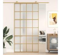 Kaloriko Porte coulissante dorée 102,5x205 cm en verre ESG dépoli aluminium, design moderne, sécurité, isolation phonique et thermique pour maison appartement façade