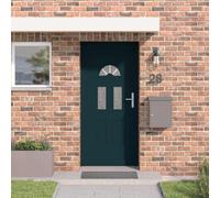 Kaloriko Porte d'entrée extérieure principale anthracite 110 x 210 cm en PVC avec vitrage sécurité, isolation thermique phonique, façade pavillon maison appartement