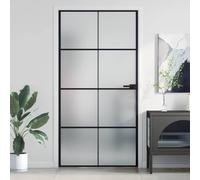 Kaloriko Porte intérieure mince en verre trempé noir avec cadre en aluminium durable pour maison appartement façade - Installation facile, design moderne, sécurité et isolation thermique et phonique