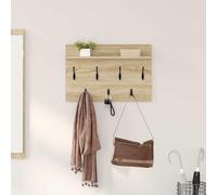 Kaloriko Porte-Manteau Mural chêne Sonoma avec étagère 60 x 40 x 12 cm, Support Rangement Pratique pour entrée Chambre Bureau, Design Bois Minimaliste