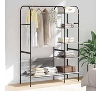 Kaloriko Porte vêtements Gris en Bois d ingénierie 120 x 44 x 160 cm Cadre Acier, 6 Etagere pour Dressing, Placard, penderie, Rangement Vetement, Chambre, Gain Place